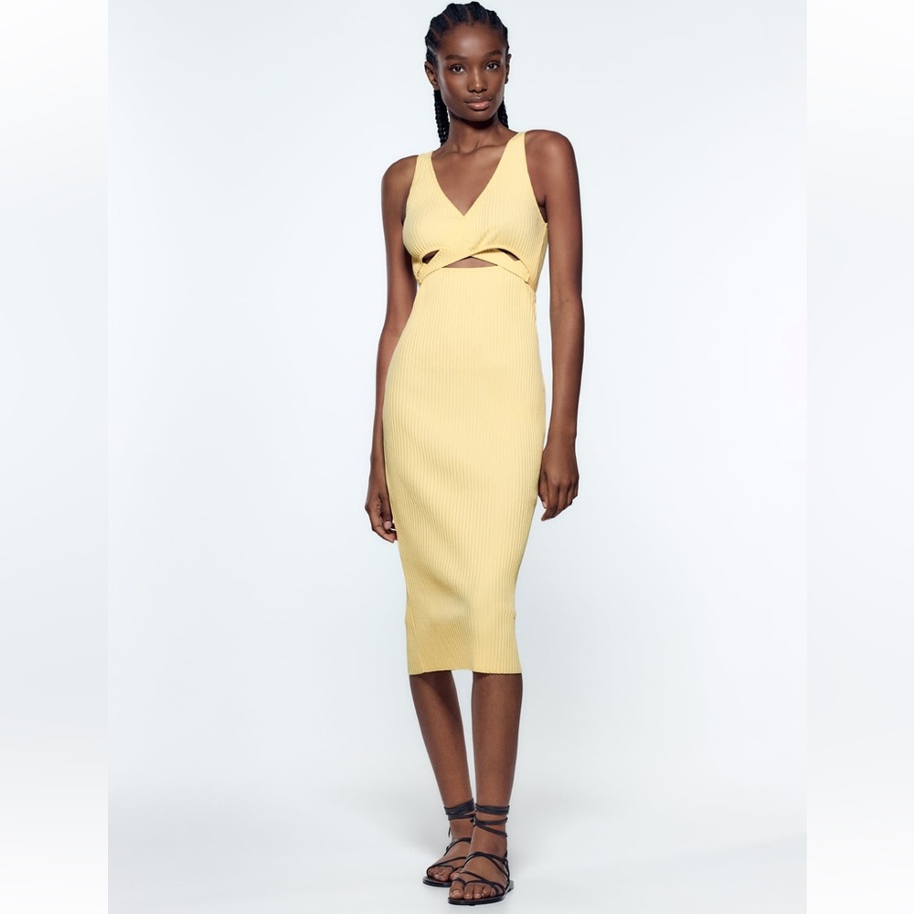 Zara Cut Out Yellow Dress